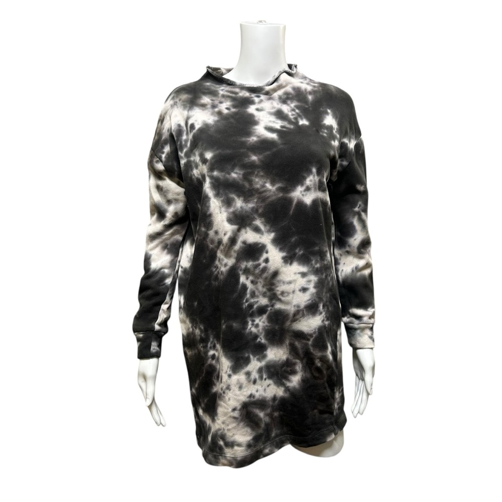 Chaser Grey & White Tie Dye Long Sleeve Fleece Tunic Top Size M